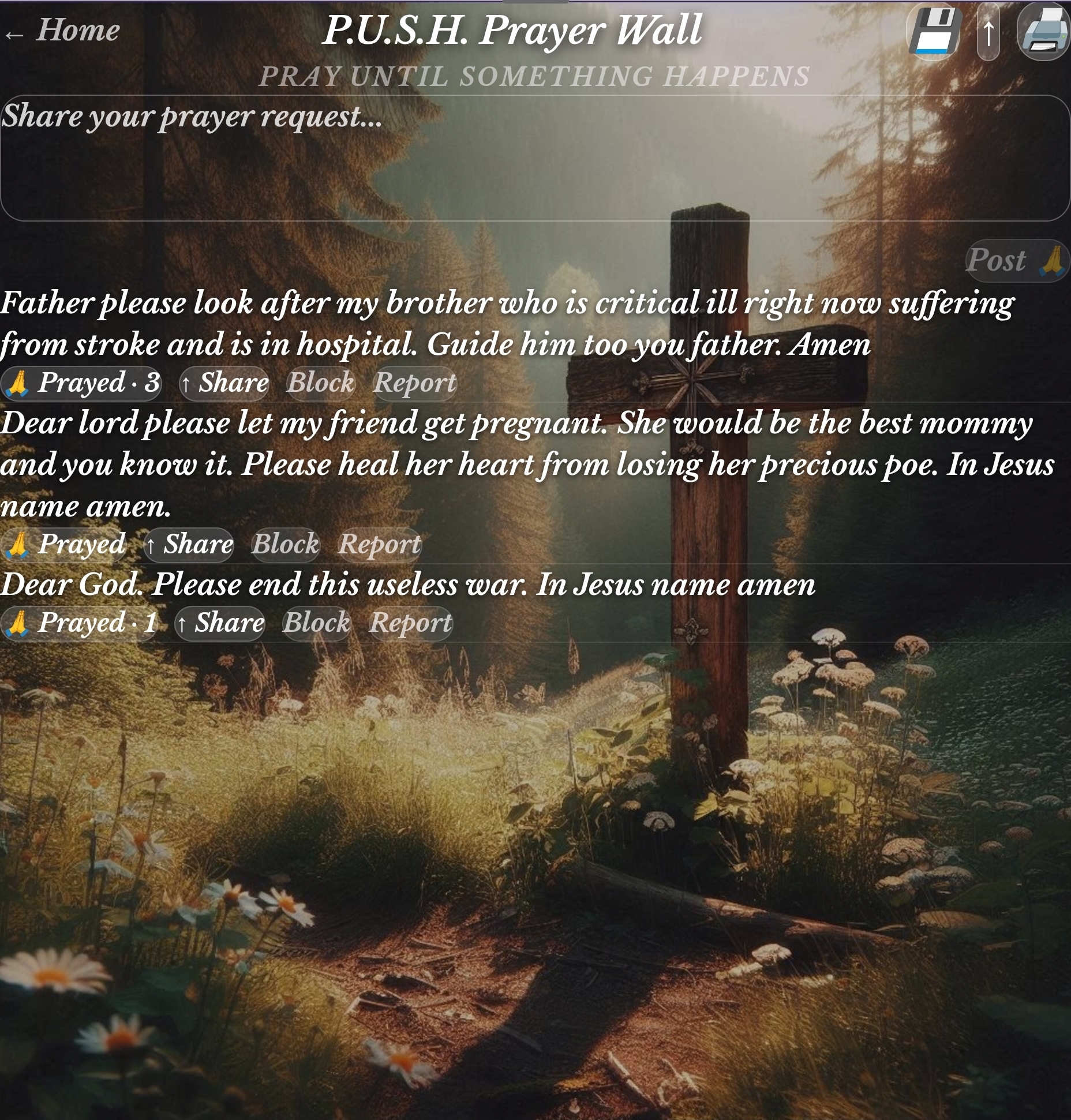 P.U.S.H. Prayer Wall